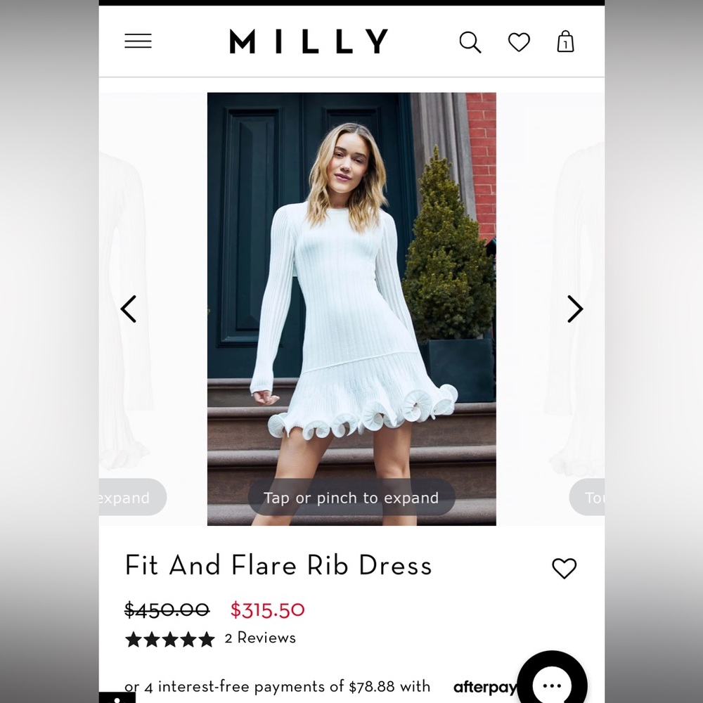 Milly fit and flare rib dress size small
